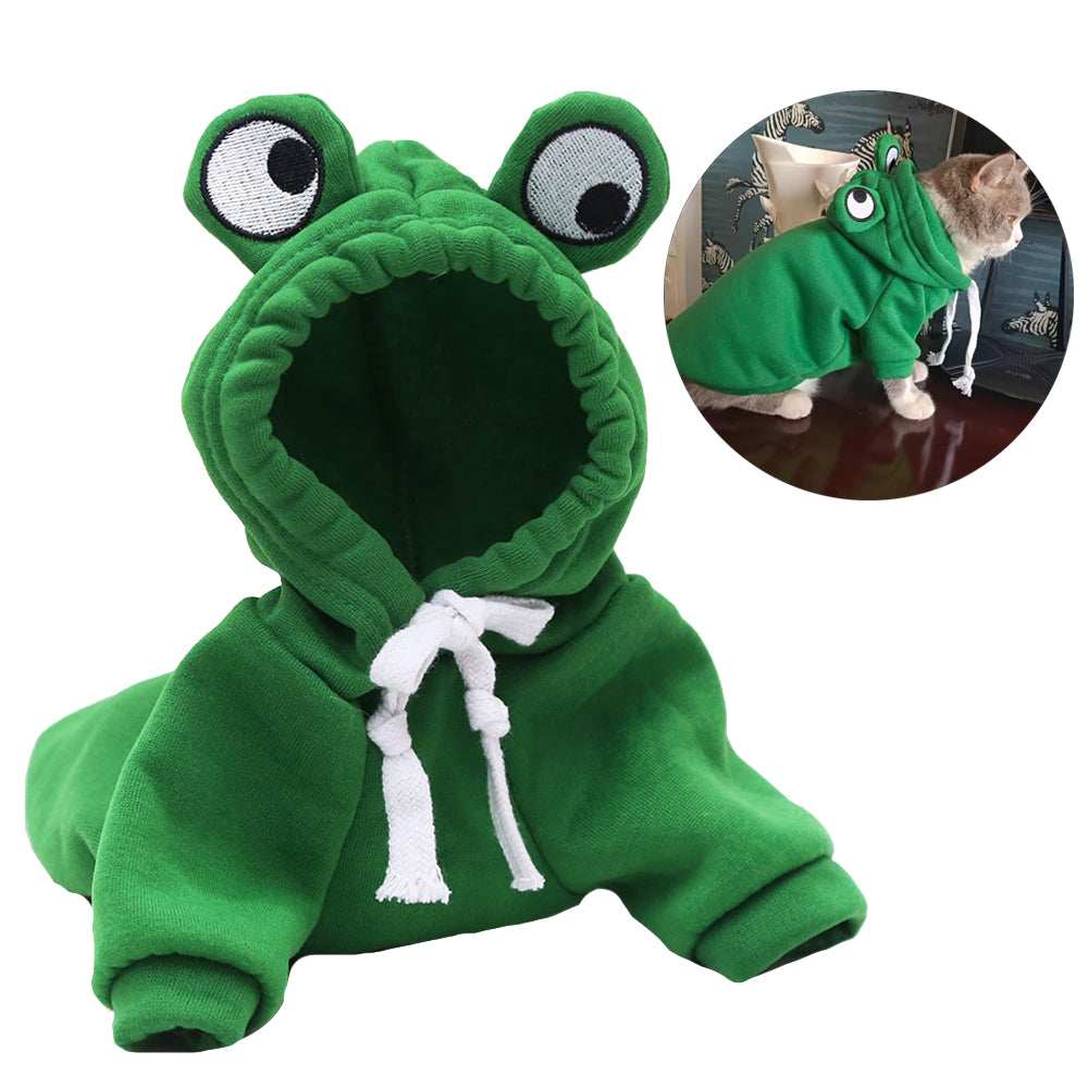 Adorable Frog Halloween Costume Hoodie - Soft Warm Pet Sweatshirt