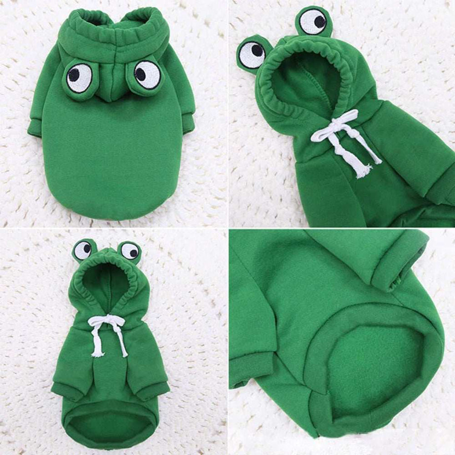 Adorable Frog Halloween Costume Hoodie - Soft Warm Pet Sweatshirt