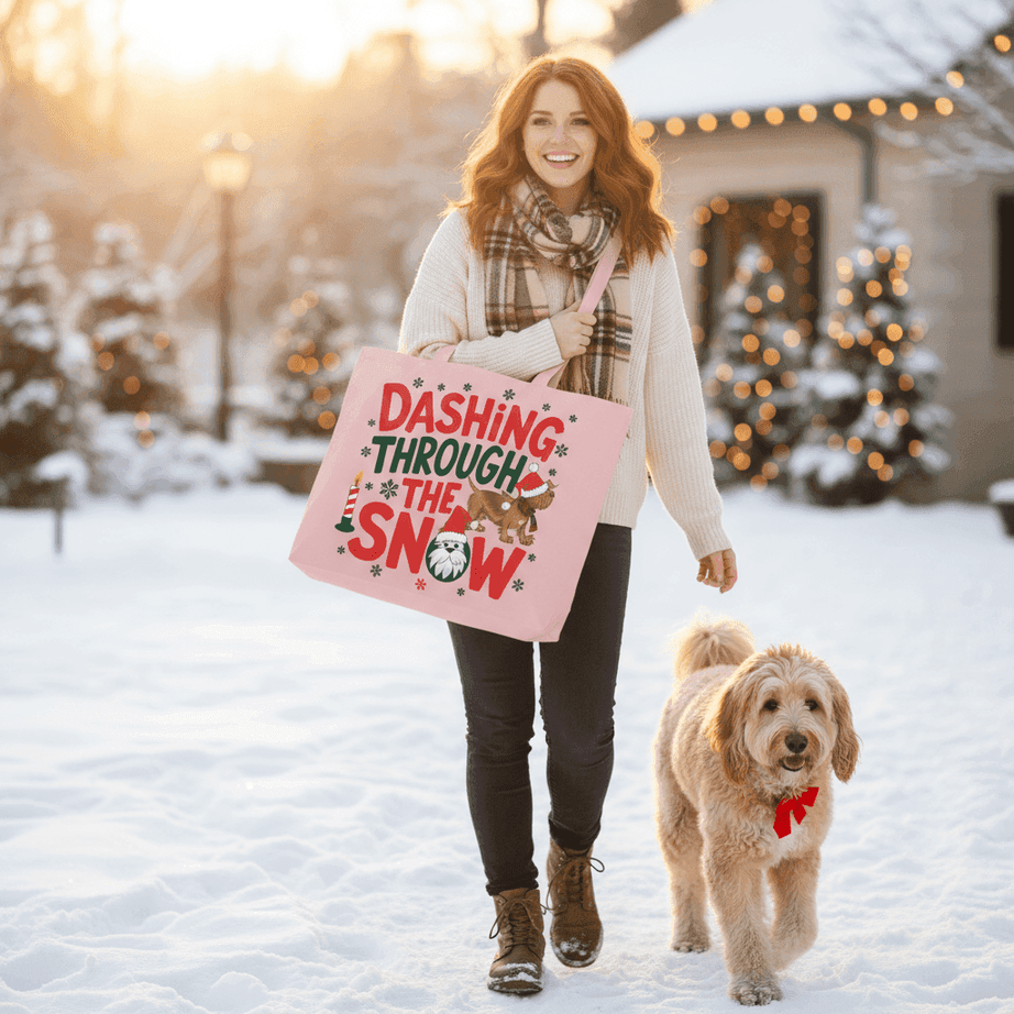 Dashing Through the Snow Holiday Tote for Dog Lovers - Canvas