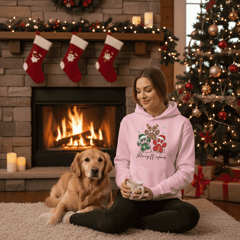 Merry Woofmas Holiday Hoodie for Dog Lovers - Festive Cozy Gift