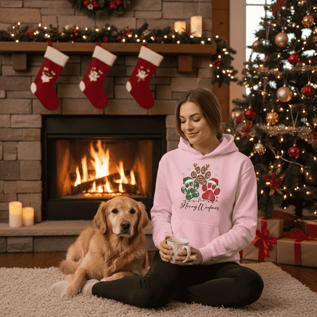 Merry Woofmas Holiday Hoodie for Dog Lovers - Festive Cozy Gift