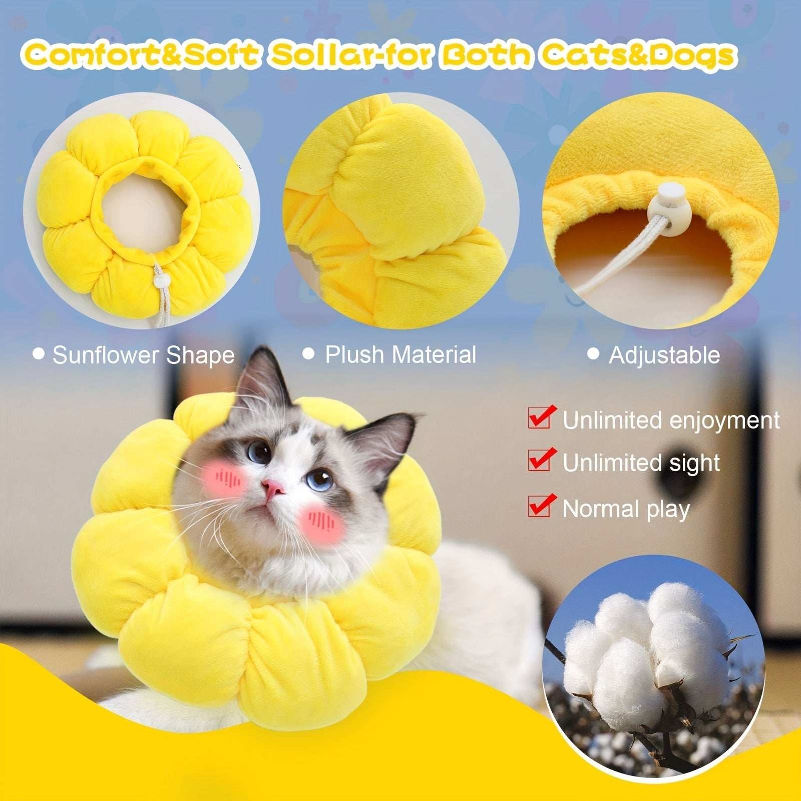 Cute Sunflower Adjustable After Surgery Recovery Neck Cone