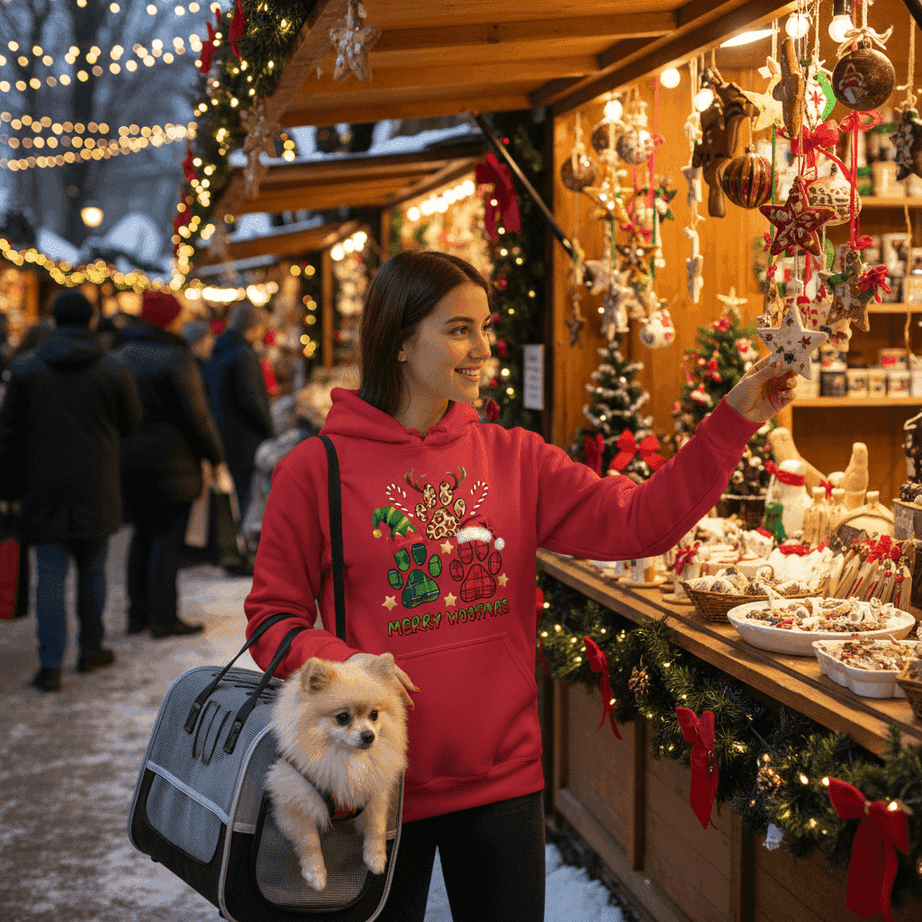 Merry Woofmas Holiday Hoodie with Reindeer Antlers for Dogs