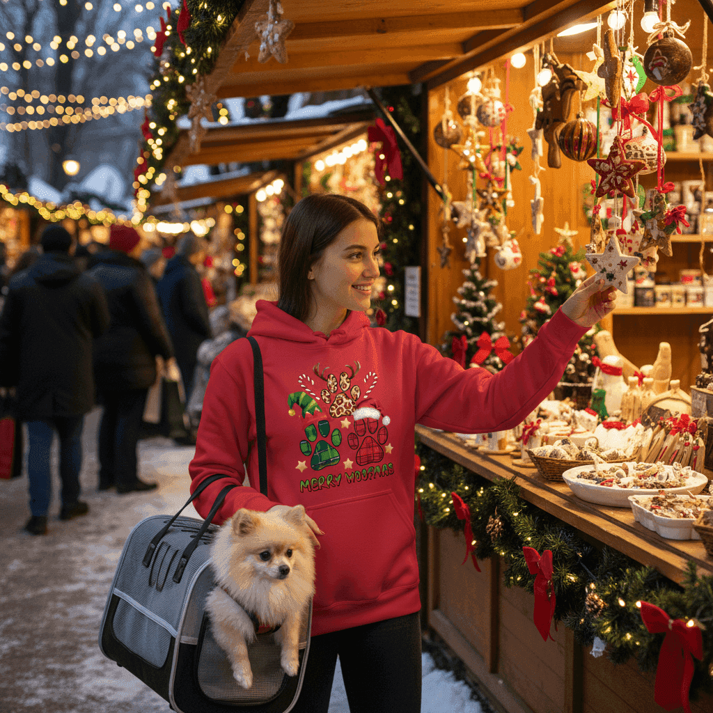 Merry Woofmas Holiday Hoodie with Reindeer Antlers for Dogs