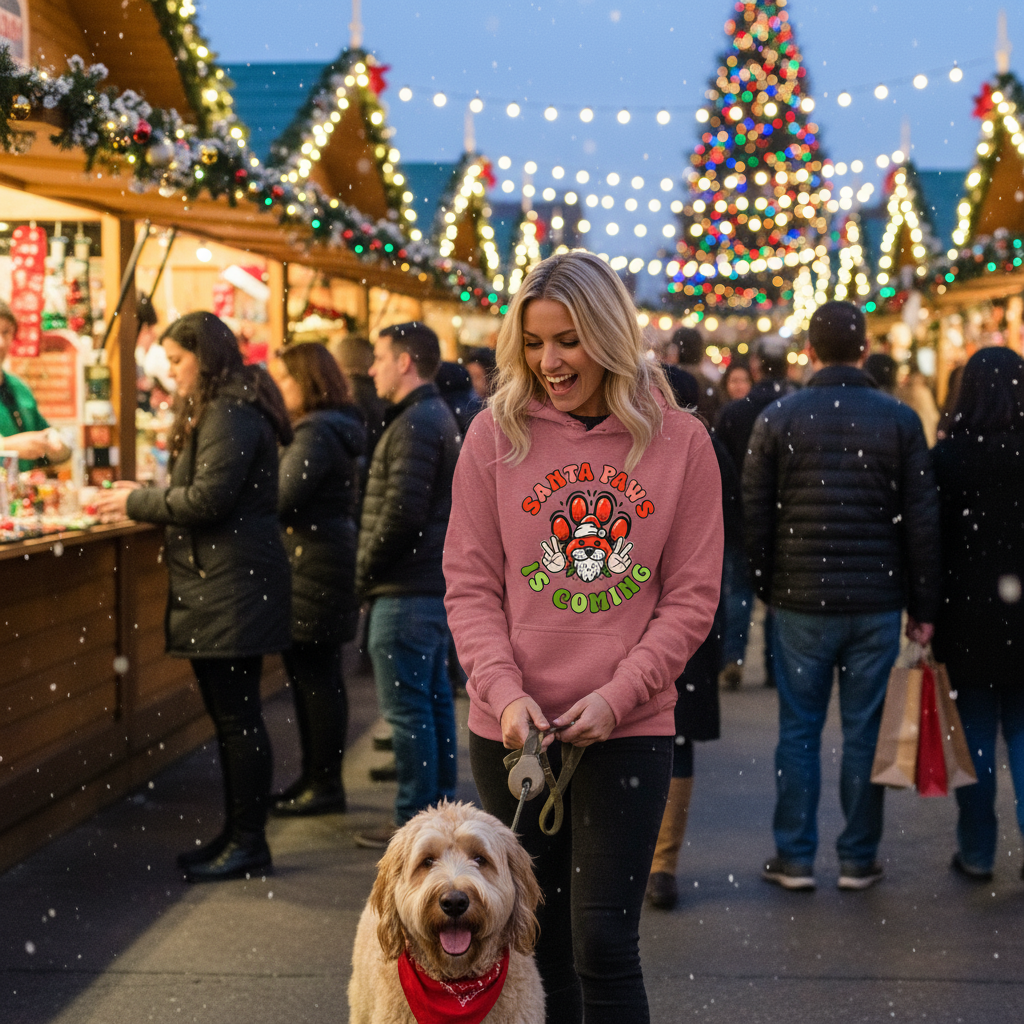 Santa Paws Deuces Hoodie - Festive Christmas Pet Lover Sweatshirt