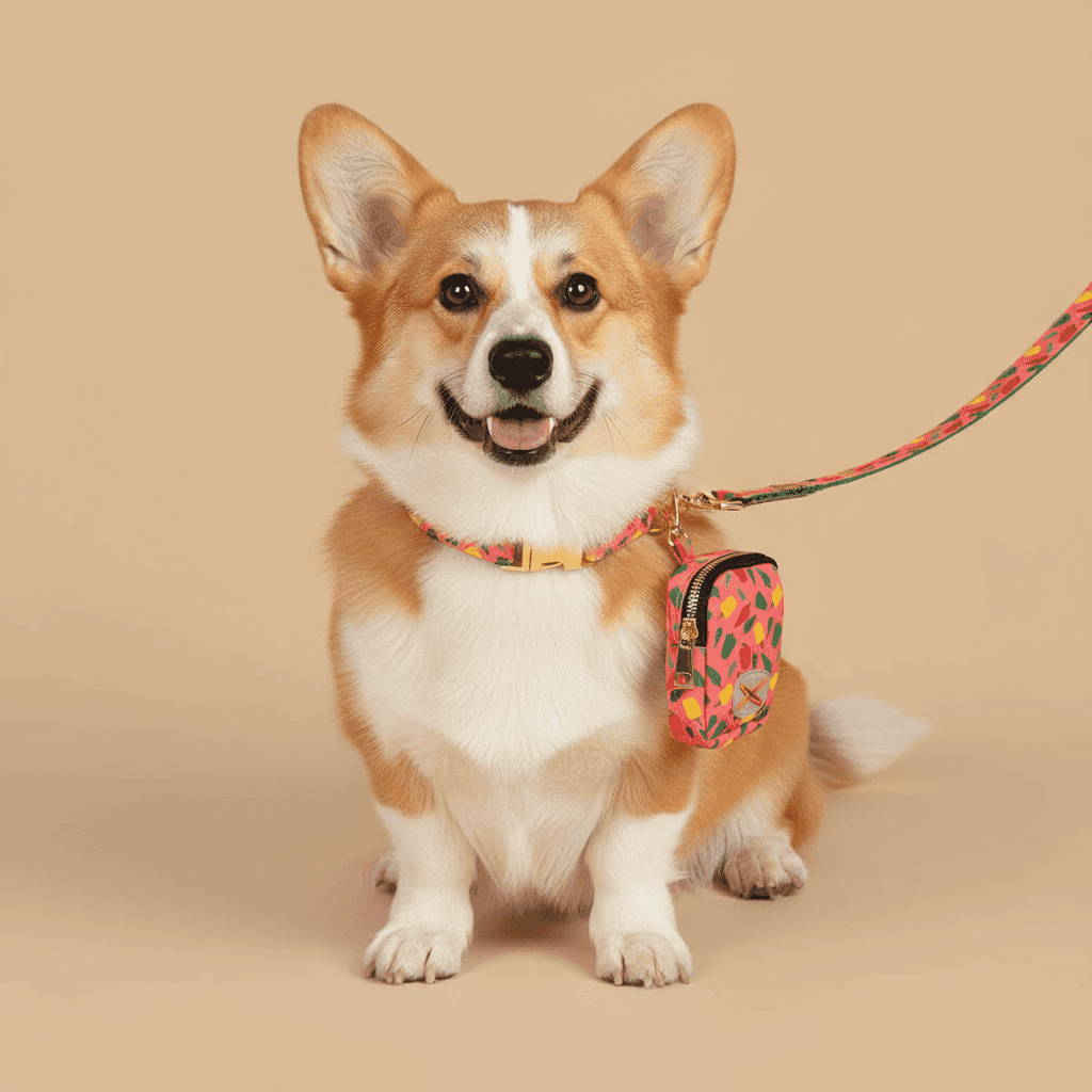 Dog Leash with Poop Bag Holder - Matching Set