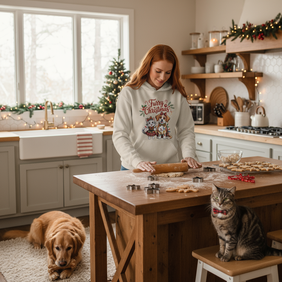 Furry Christmas Hoodie - Cat & Dog Holiday Sweatshirt
