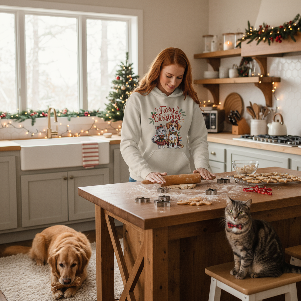 Furry Christmas Hoodie - Cat & Dog Holiday Sweatshirt