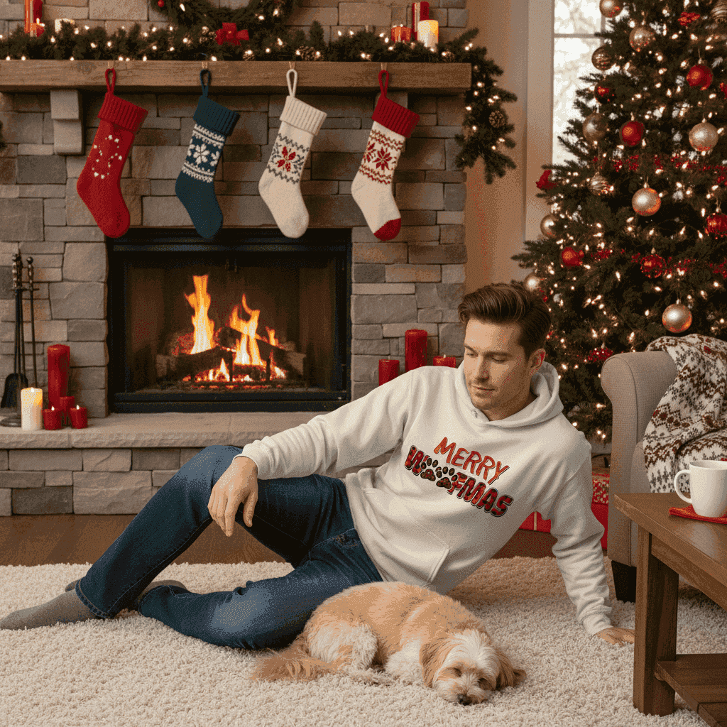 Plaid Woofmas Hoodie - Festive Christmas Dog Lover Gift