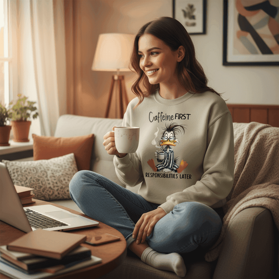 Caffeine First Responsibilities Later Sweatshirt