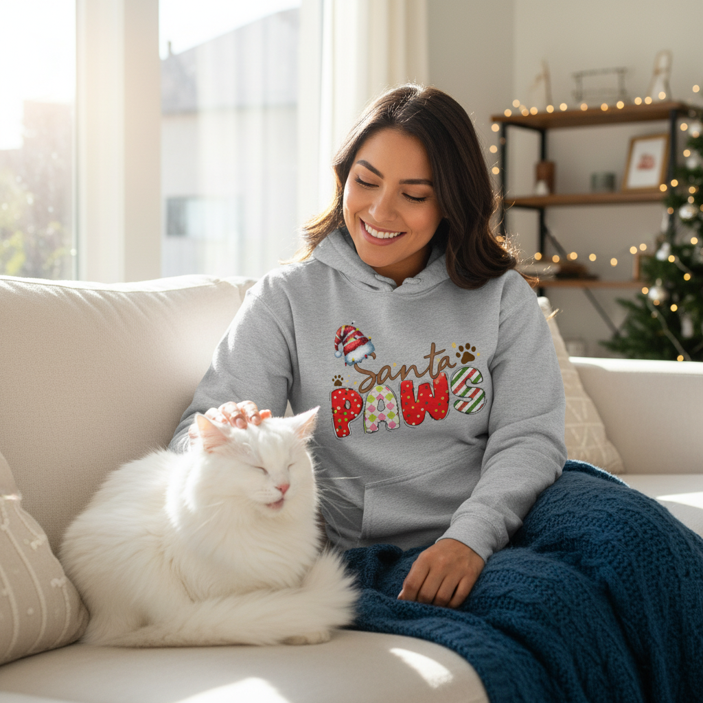 Santa Paws Hoodie - Festive Pet Lover Sweatshirt
