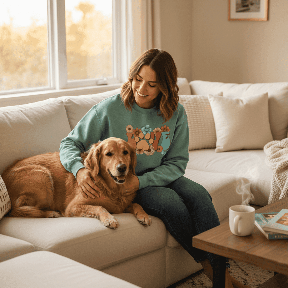 Love Paw Print Crewneck - Floral Pet Lover Sweatshirt