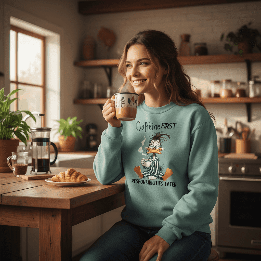 Caffeine First Responsibilities Later Sweatshirt