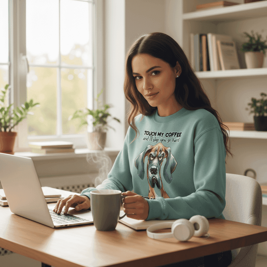 Touch My Coffee Dog Crewneck - Funny Great Dane Sweatshirt