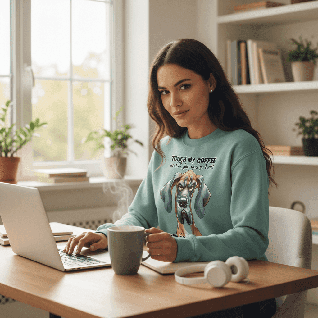 Touch My Coffee Dog Crewneck - Funny Great Dane Sweatshirt