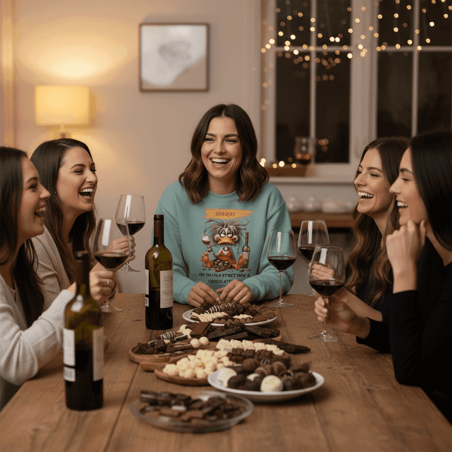 Funny Wine and Chocolate Diet Sweatshirt - Cozy Humor Gift