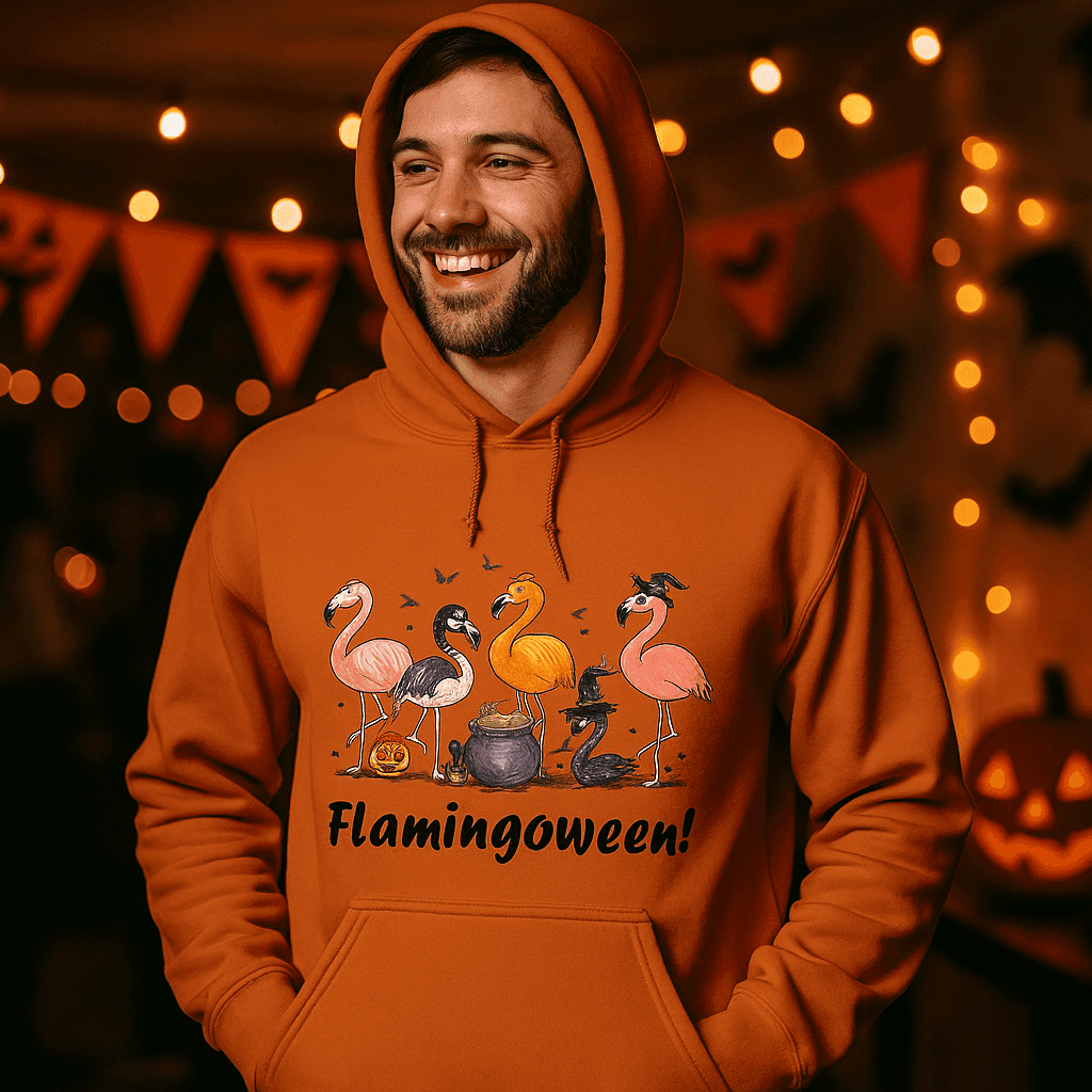 Flamingoween Hoodie Sweatshirt - Flamingo Halloween Style