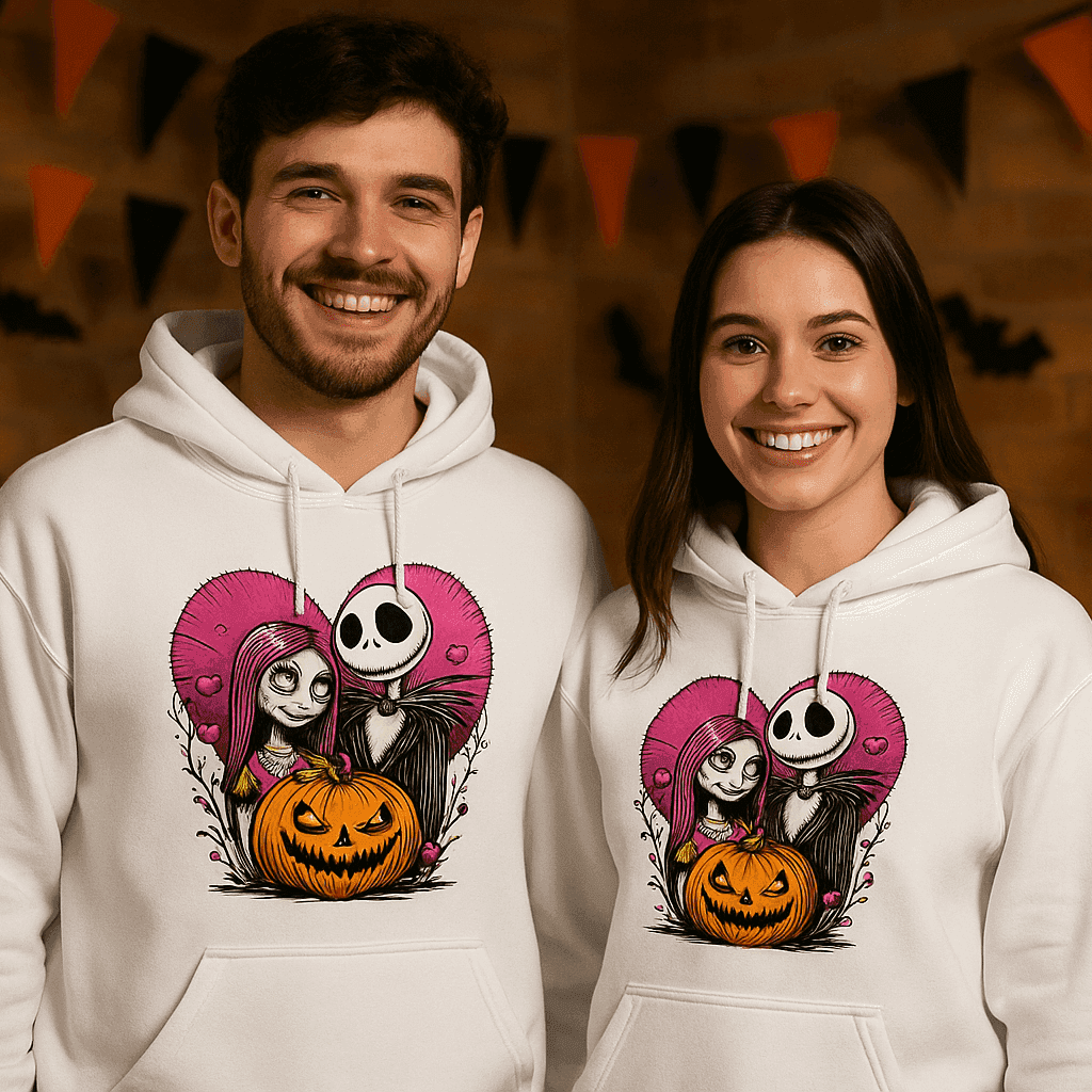 Skelton n Wife Hoodie Sweatshirt - Couples Halloween Style