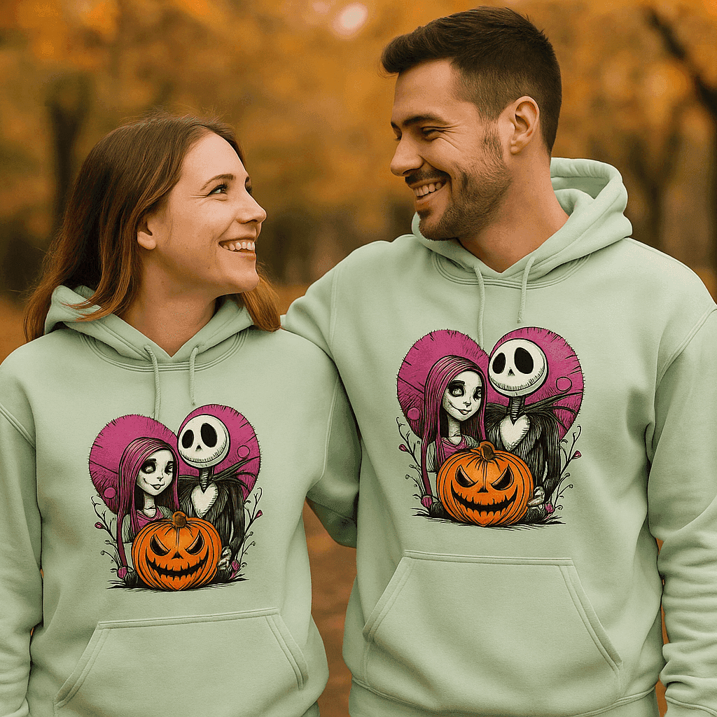 Skelton n Wife Hoodie Sweatshirt - Couples Halloween Style