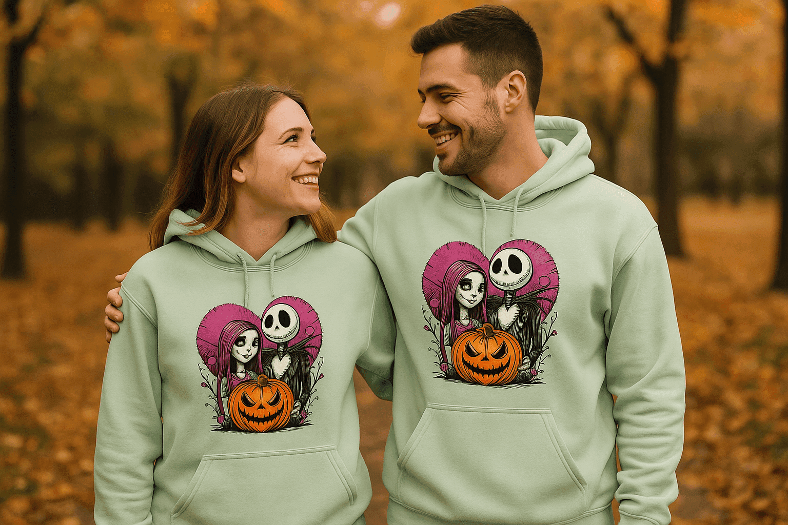 Skelton n Wife Hoodie Sweatshirt - Couples Halloween Style