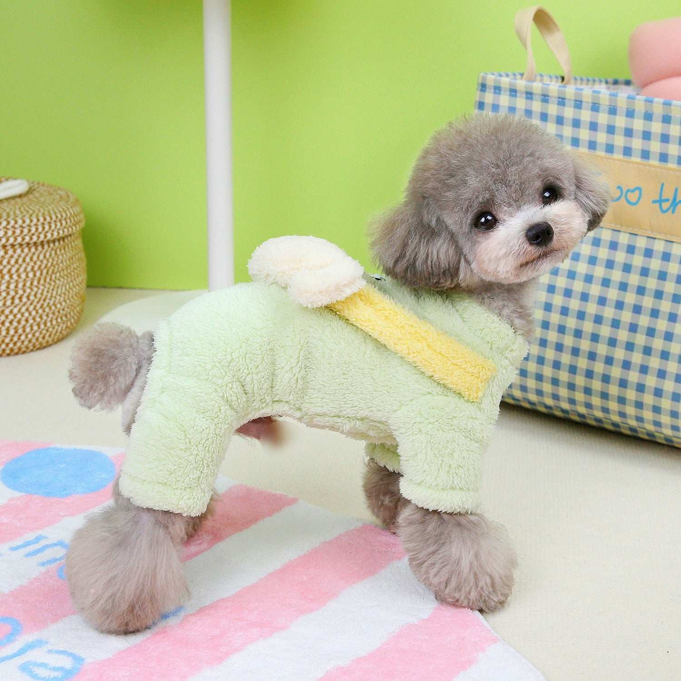 Small Dog Fluffy Four Legs Jumper with Cute Dog Back