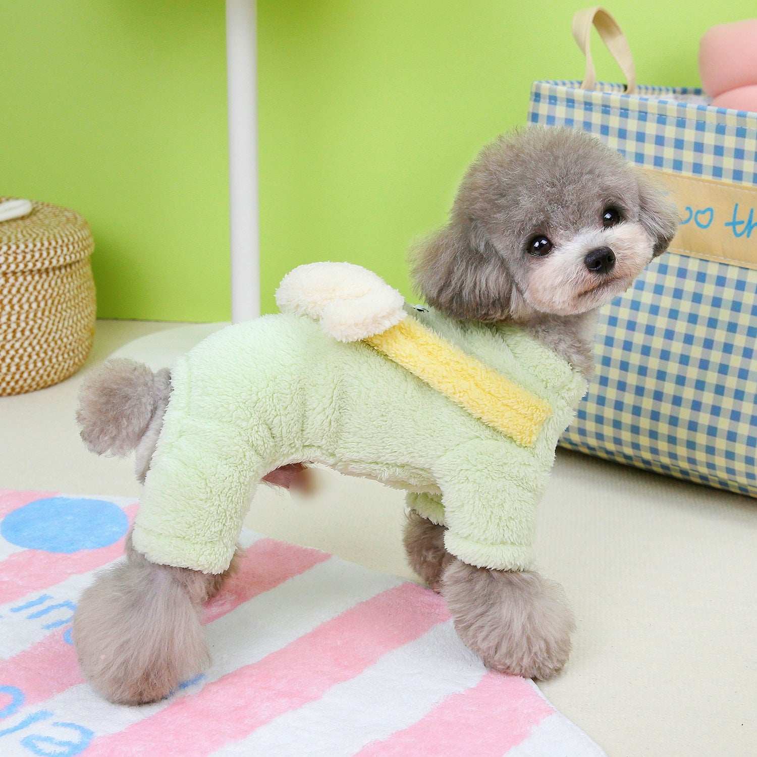 Small Dog Fluffy Four Legs Jumper with Cute Dog Back