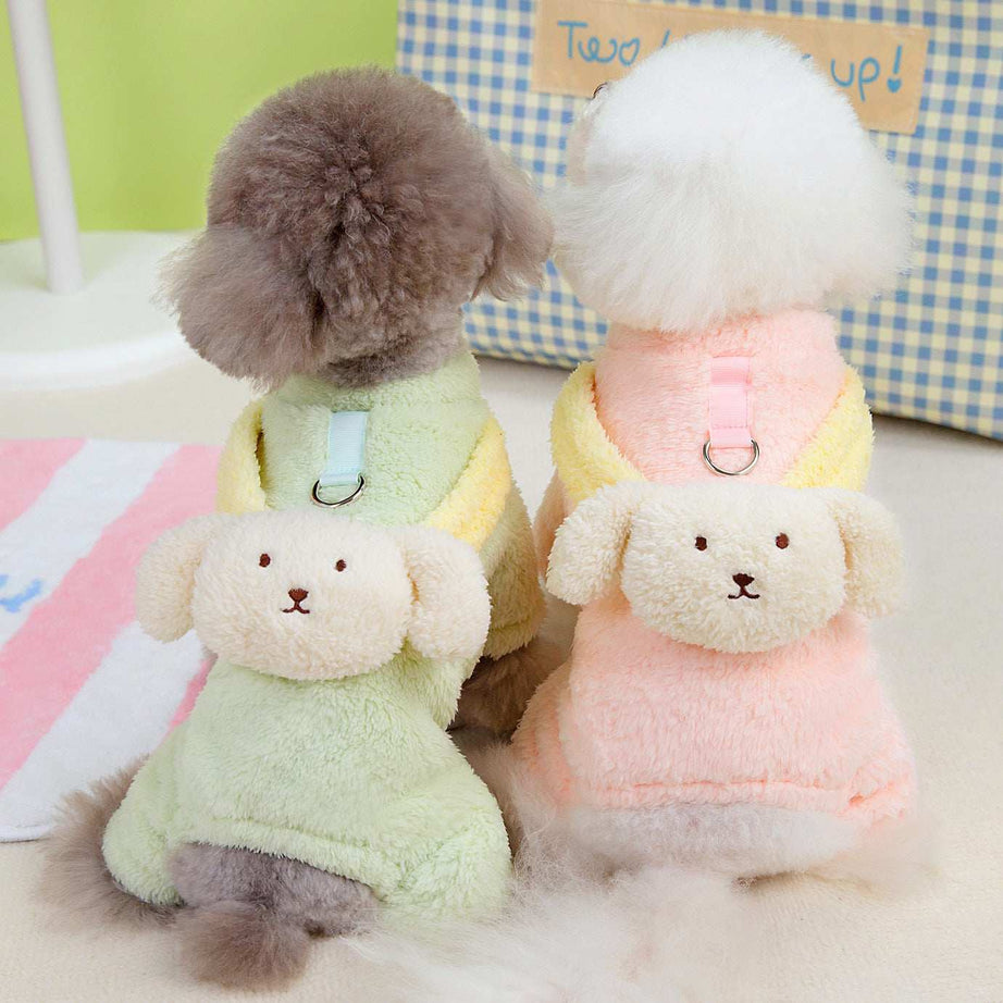 Small Dog Fluffy Four Legs Jumper with Cute Dog Back