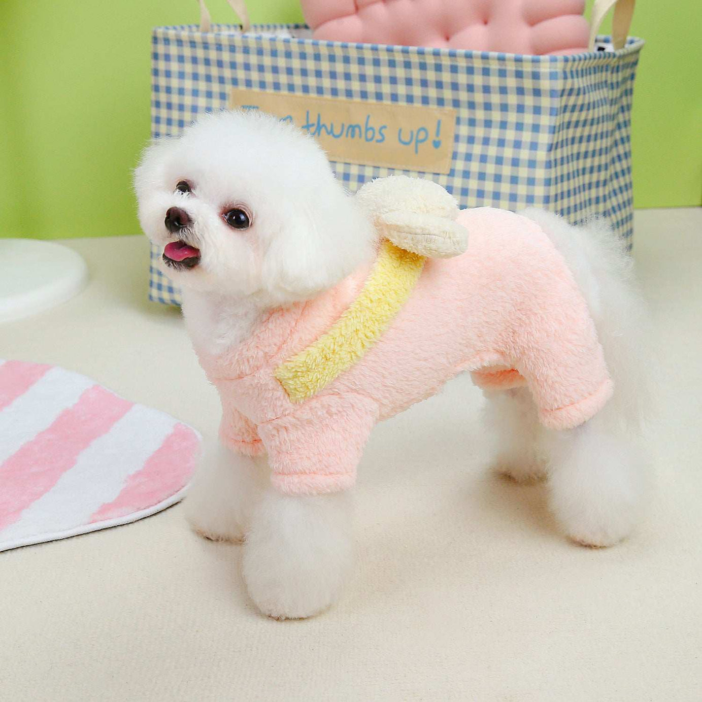 Small Dog Fluffy Four Legs Jumper with Cute Dog Back