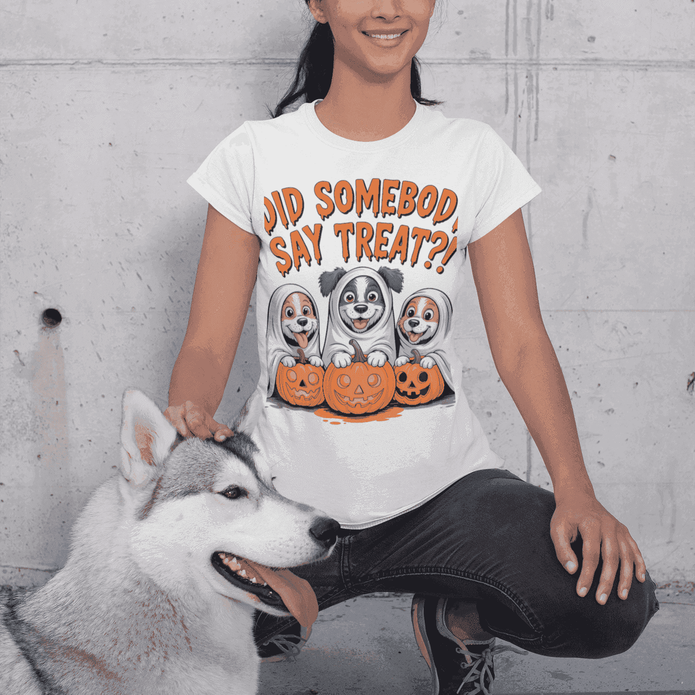 Spooky Halloween Dog Tee - Fun Ghosts T-Shirt