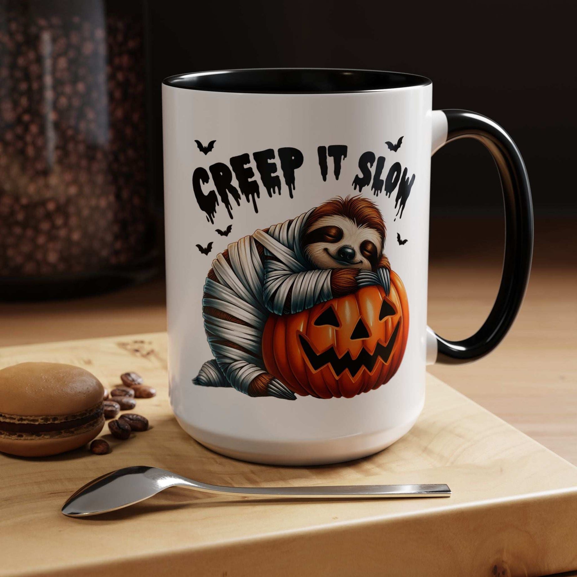 Halloween Sloth Coffee Mug - Spooky Creep It Slow Ceramic Drinkware