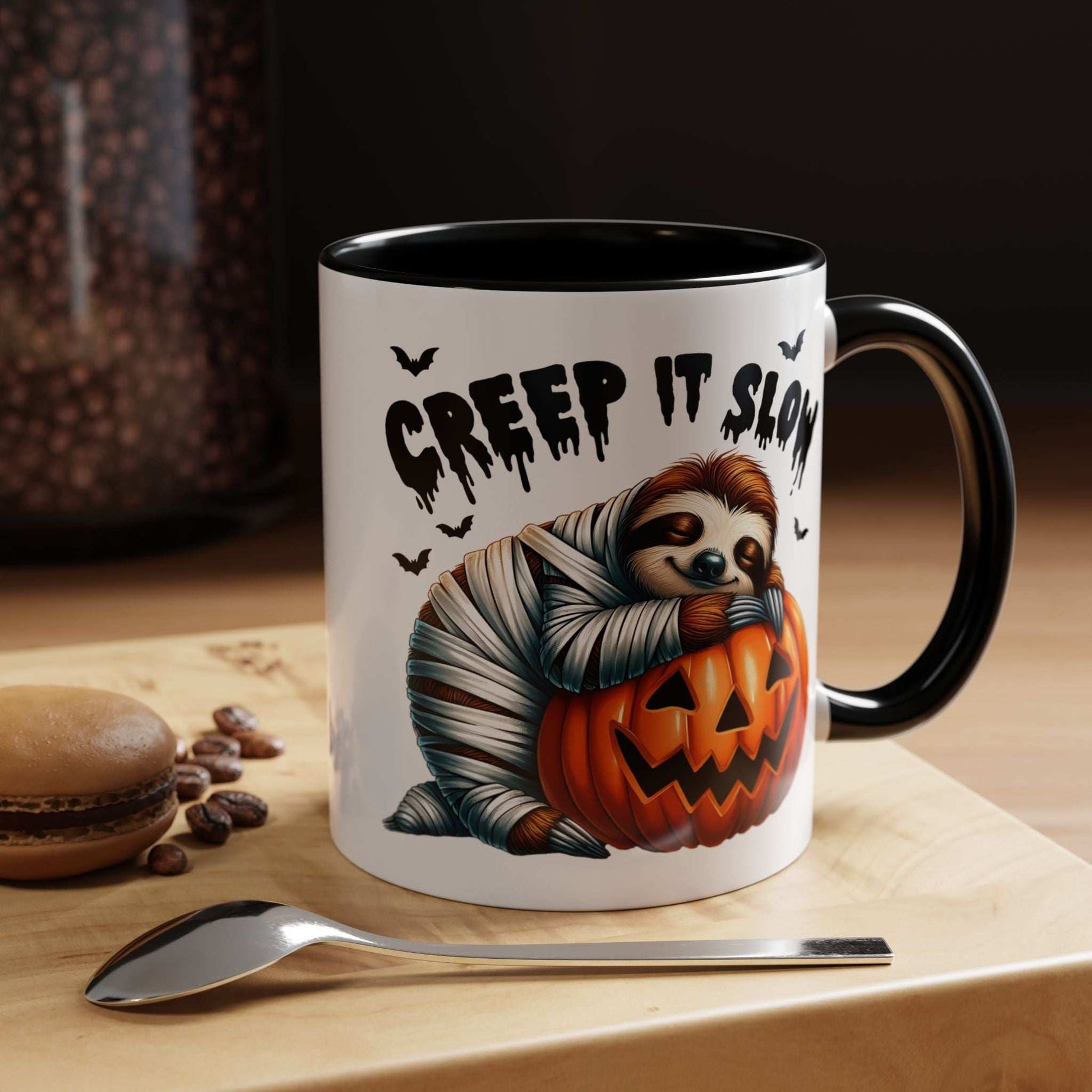 Halloween Sloth Coffee Mug - Spooky Creep It Slow Ceramic Drinkware