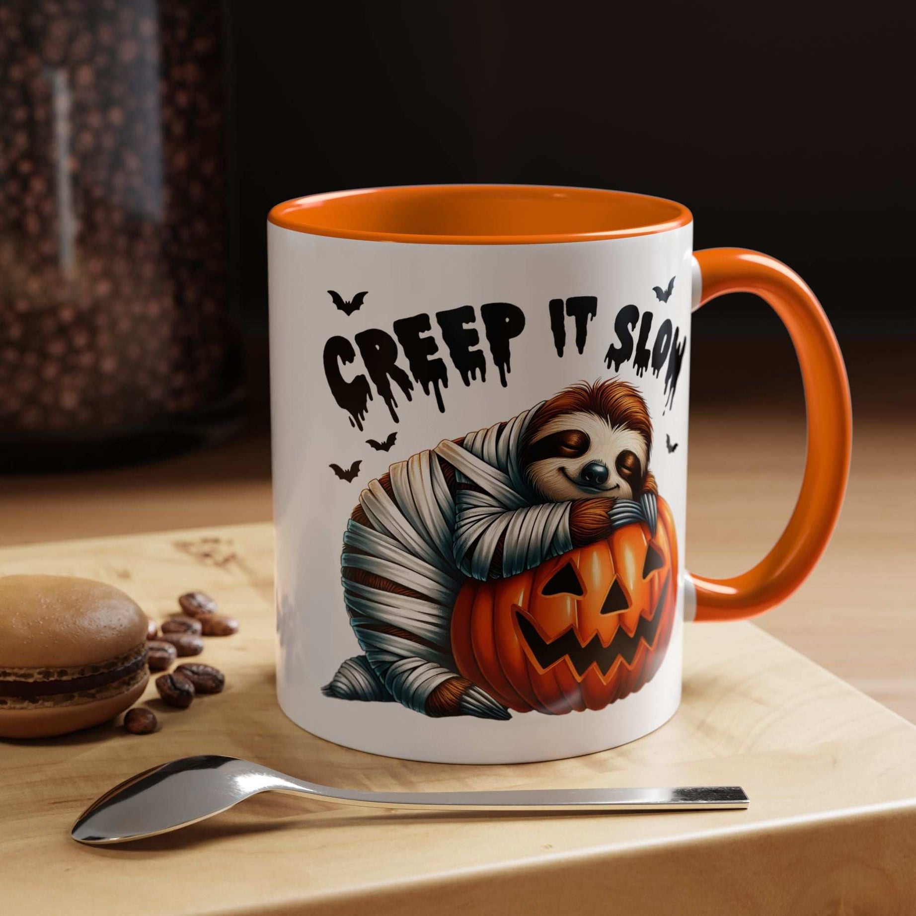 Halloween Sloth Coffee Mug - Spooky Creep It Slow Ceramic Drinkware