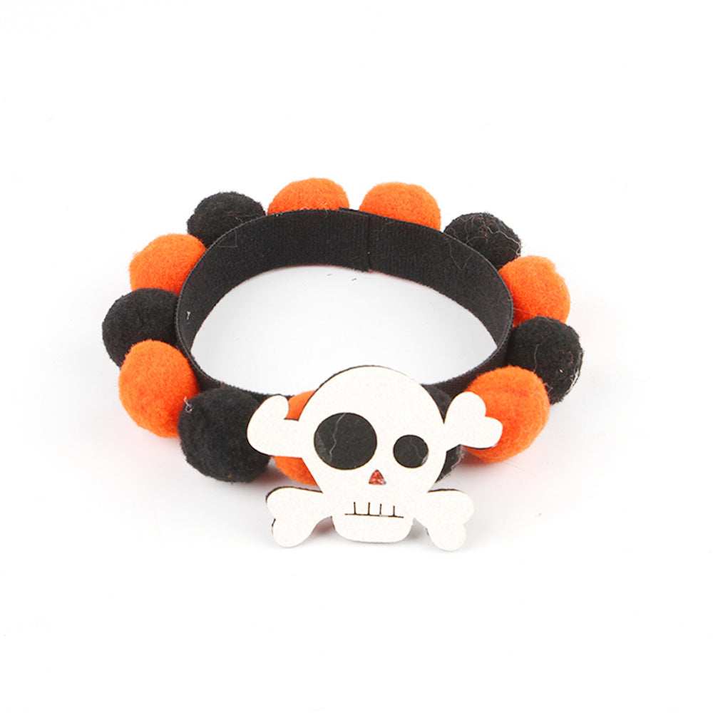 Pumpkin Pet Collar with Fur Ball - Adorable Halloween Accessory