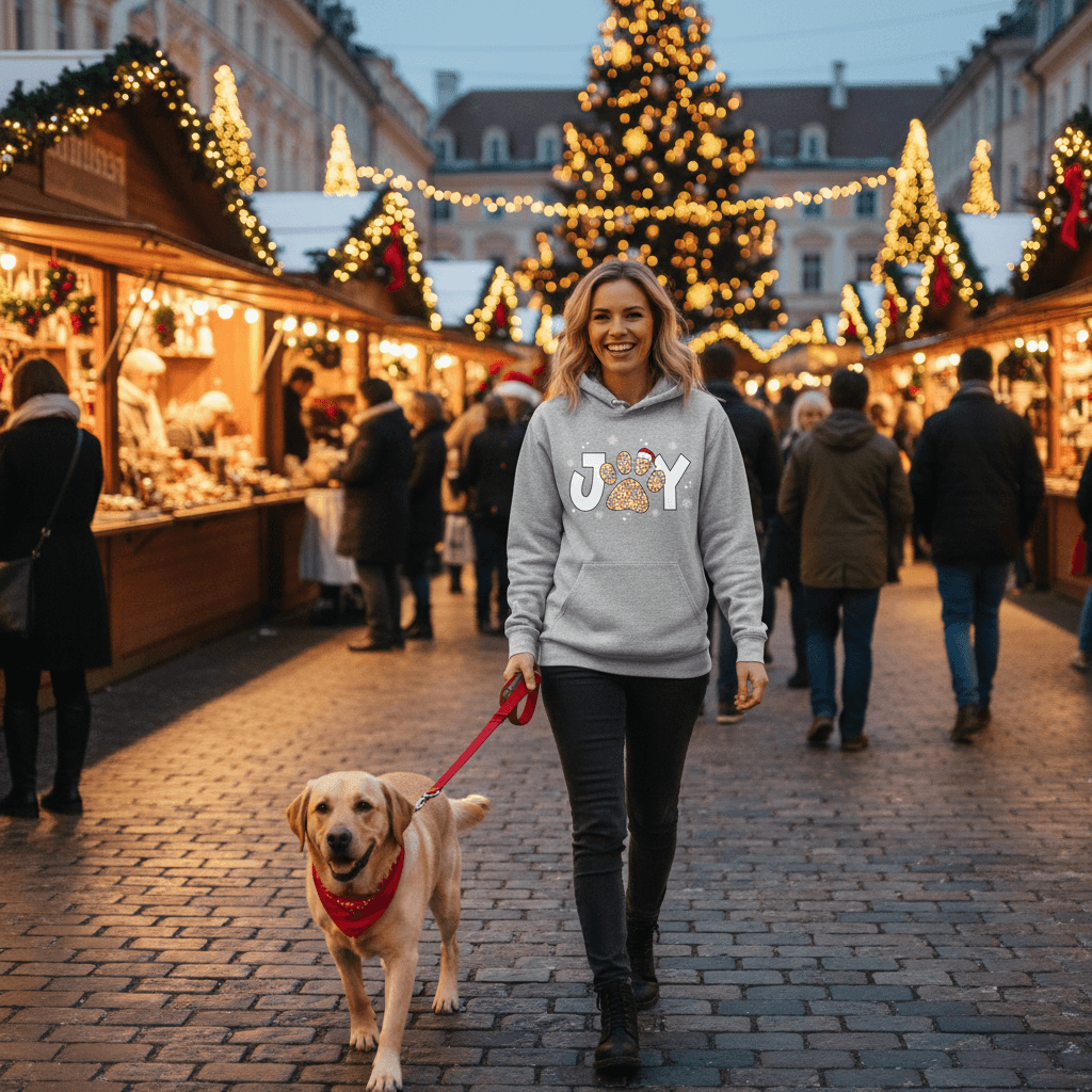 Joy Paw Hoodie - Festive Christmas Pet Lover Sweatshirt