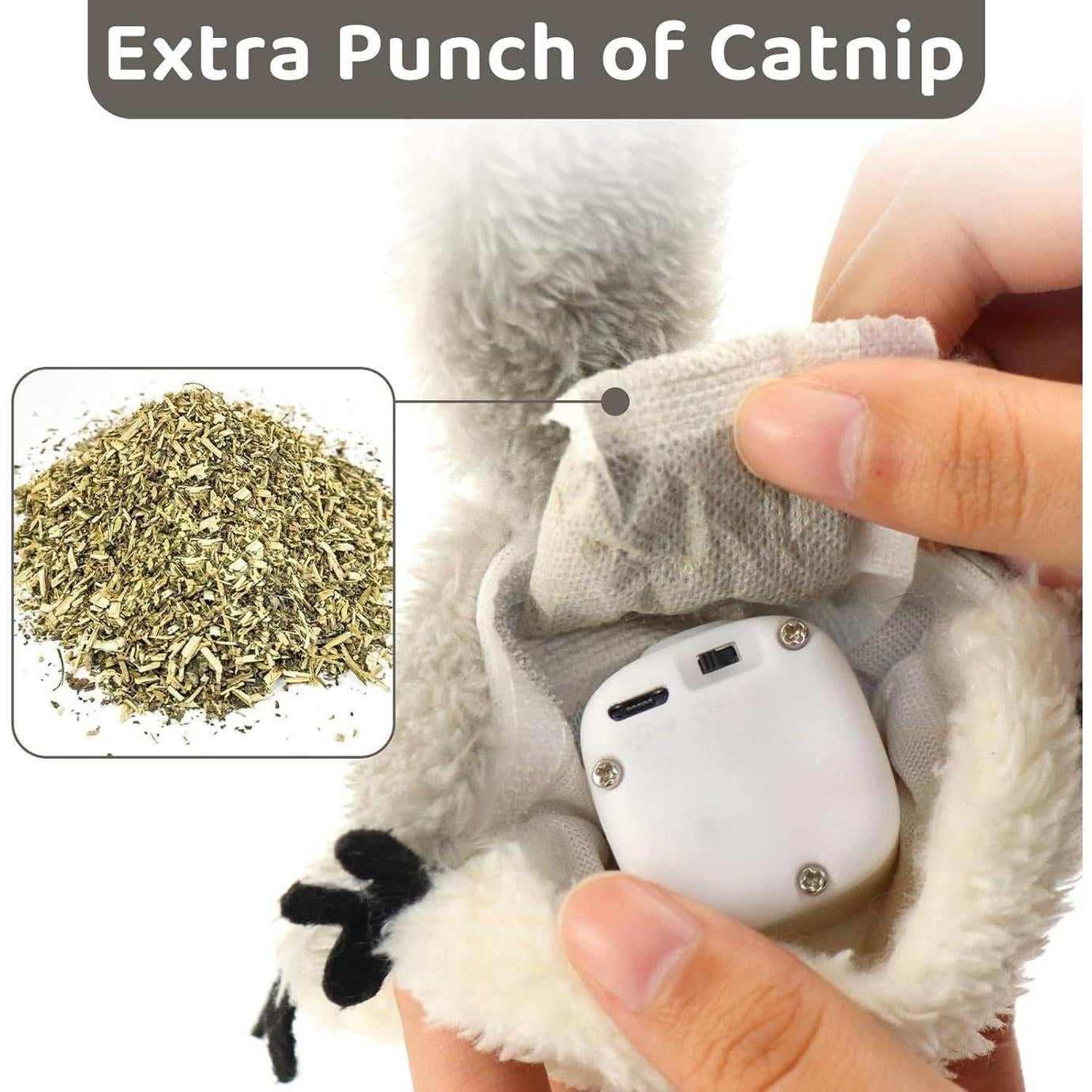 Rechargeable Touch Activated Flapping Squirrel Cat Catnip Toy