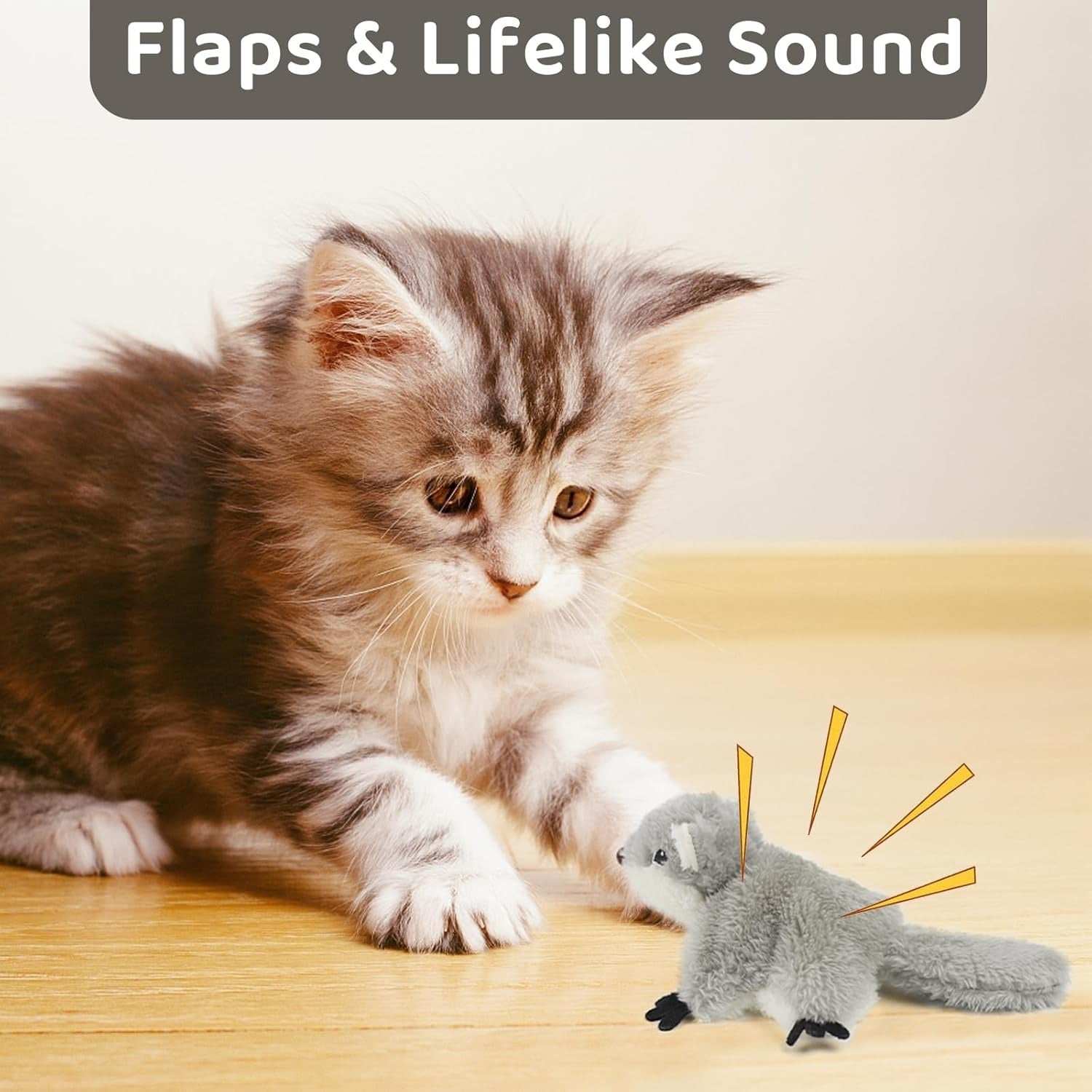 Rechargeable Touch Activated Flapping Squirrel Cat Catnip Toy