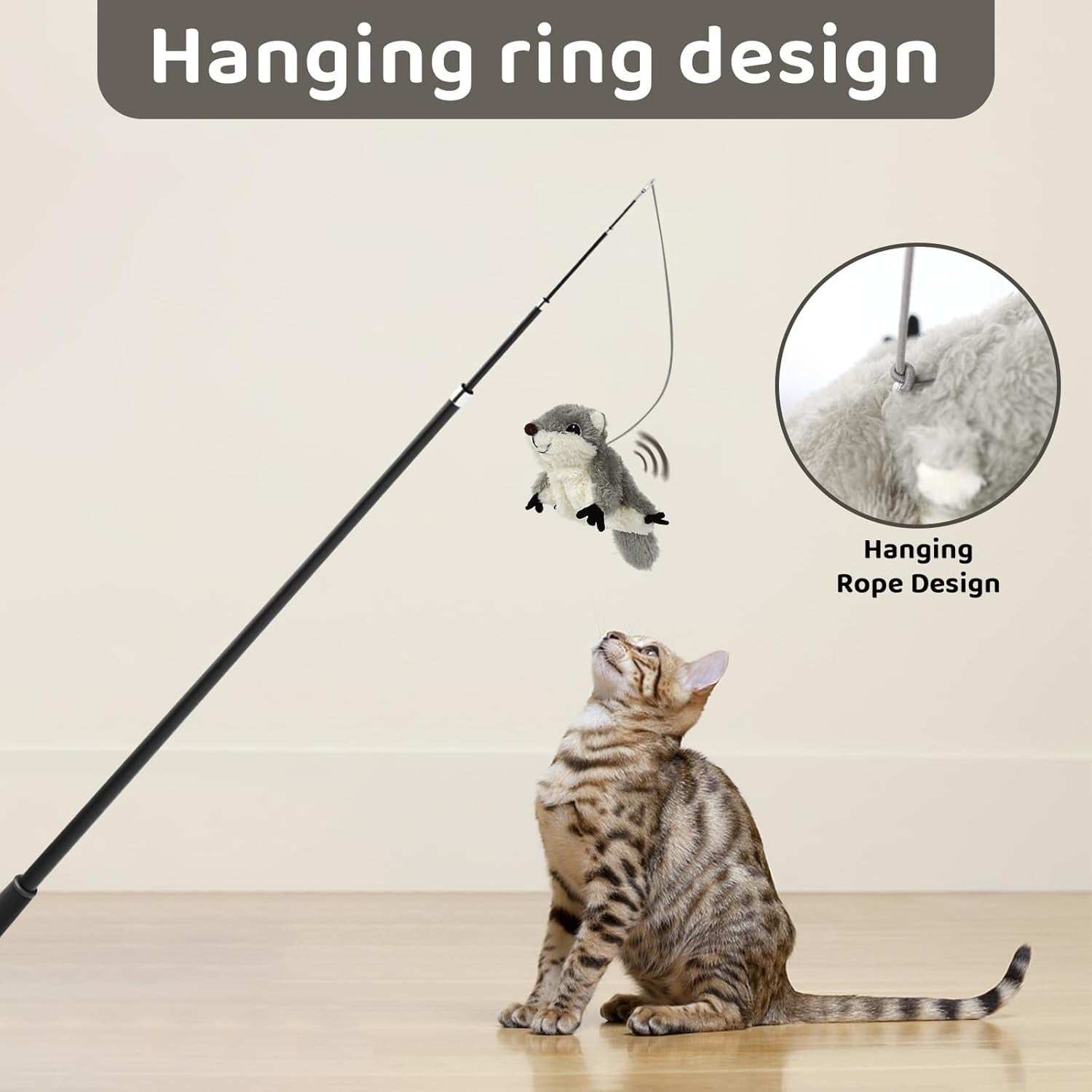 Rechargeable Touch Activated Flapping Squirrel Cat Catnip Toy