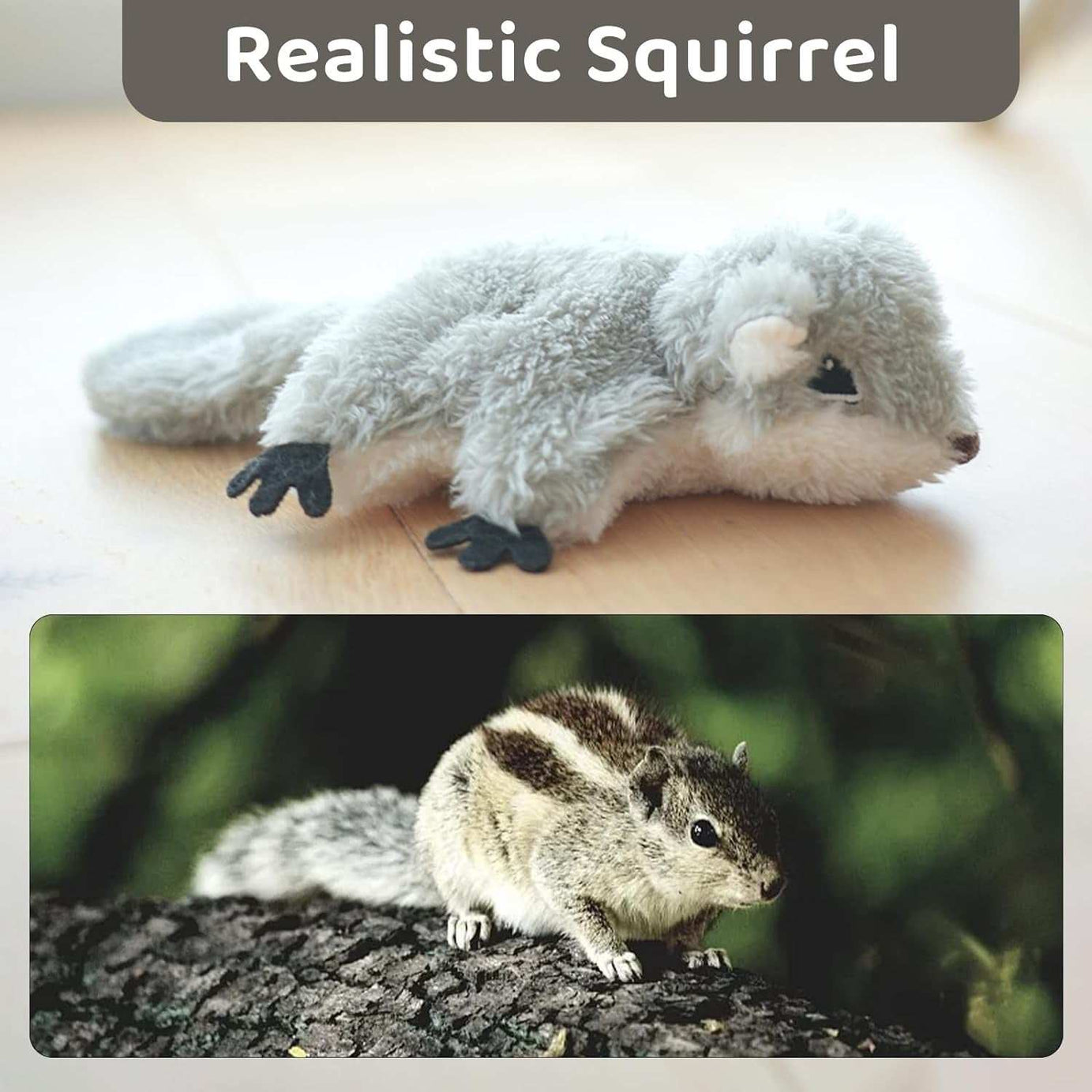Rechargeable Touch Activated Flapping Squirrel Cat Catnip Toy