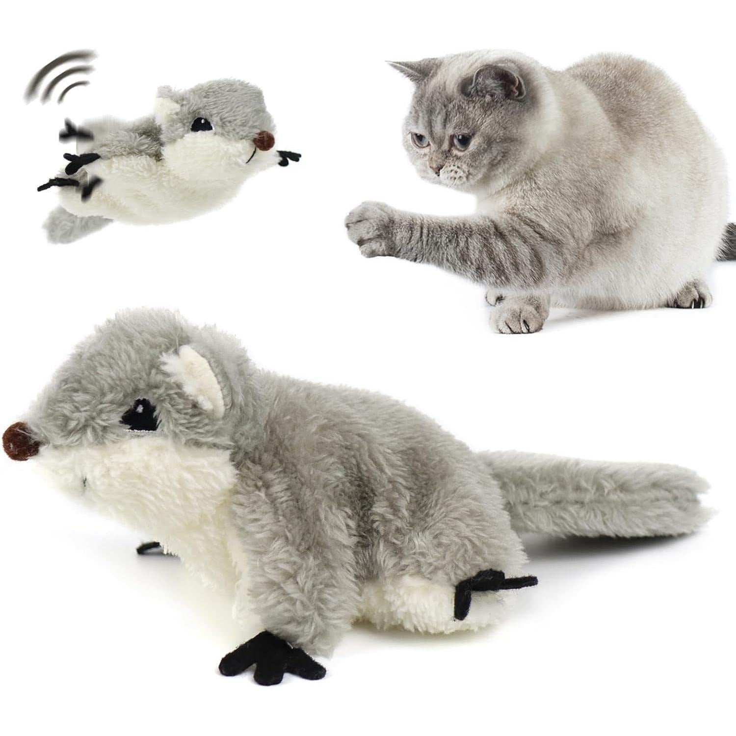Rechargeable Touch Activated Flapping Squirrel Cat Catnip Toy