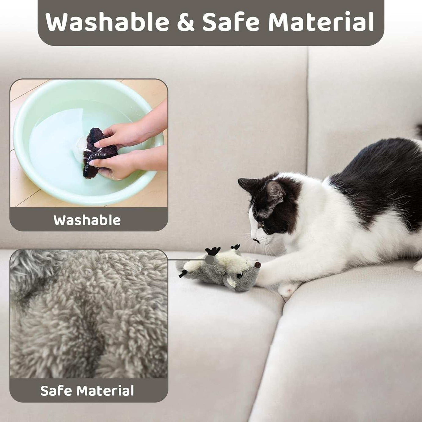 Rechargeable Touch Activated Flapping Squirrel Cat Catnip Toy
