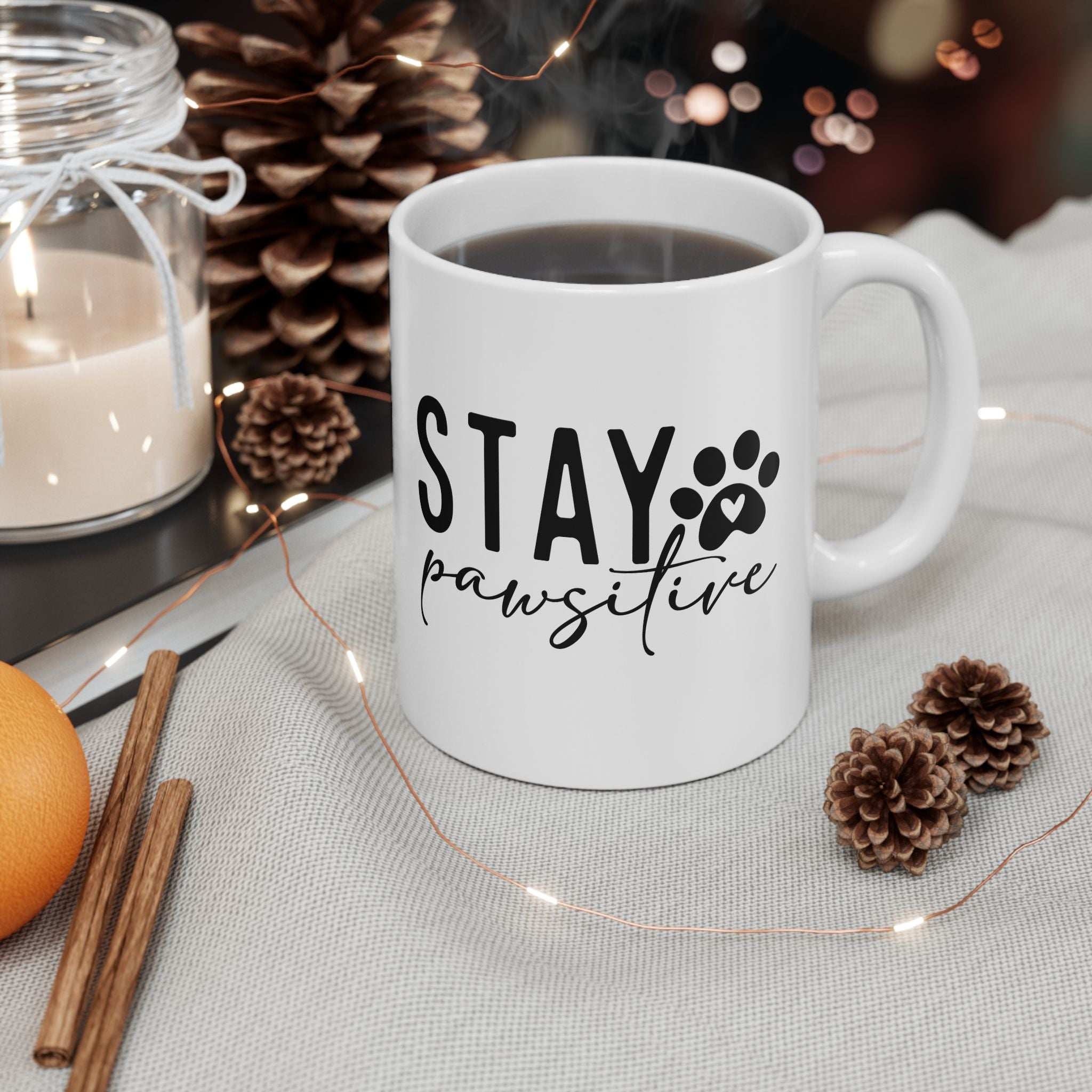 Stay Pawsitive Mug – Cute Dog Lover Gift
