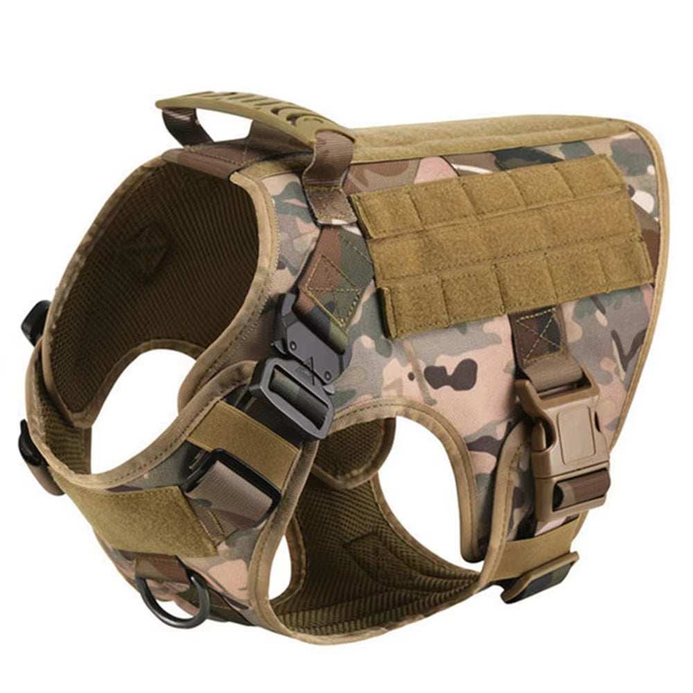 Camo Tactical Service Dog Vest Harness Leash Kit