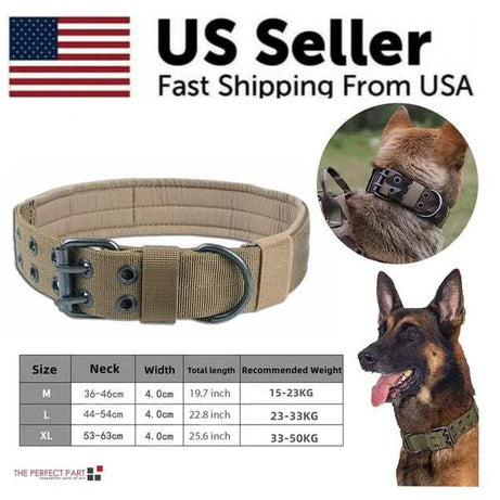 Wide K9 Military Tactical Heavy Duty Nylon Large Dog Collar