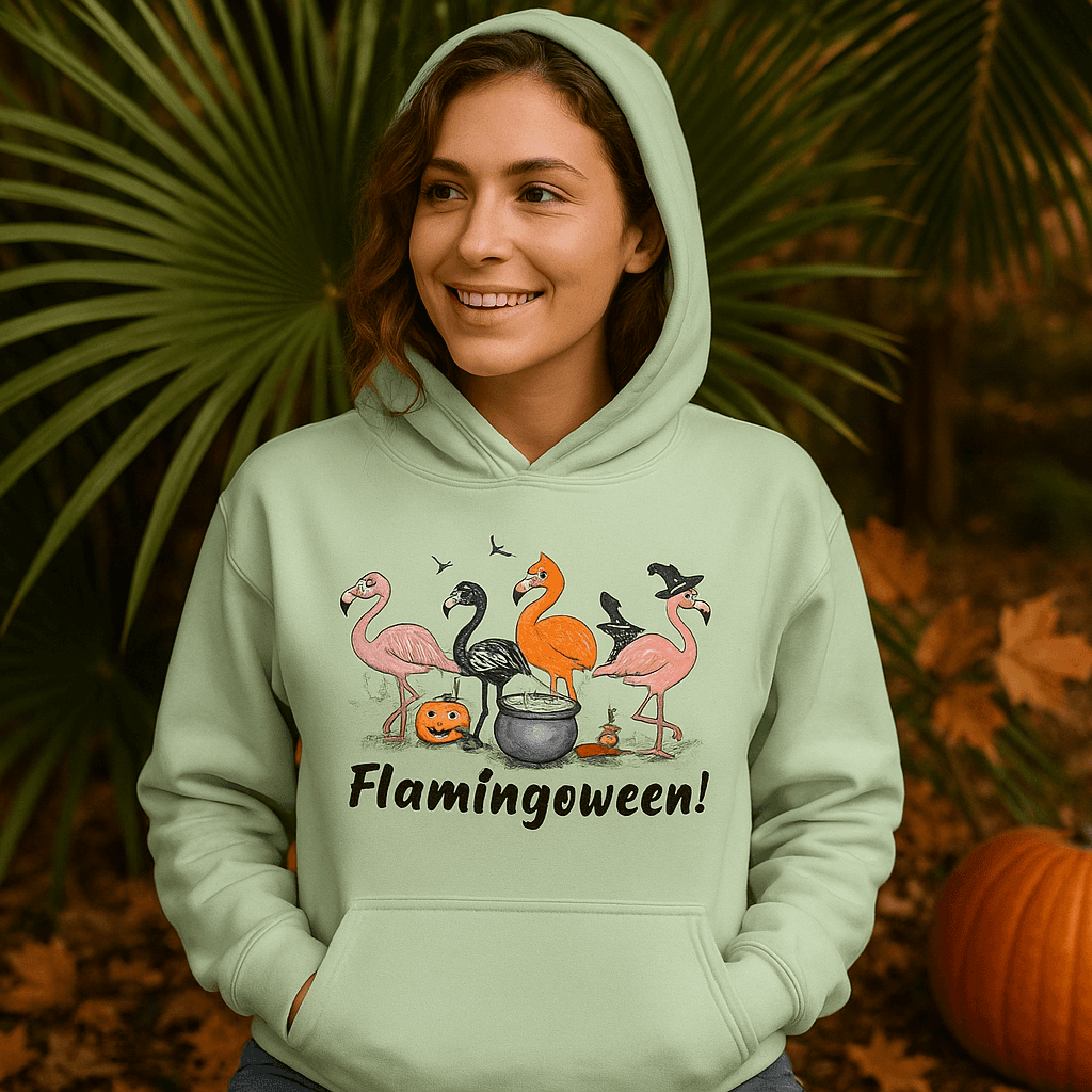 Flamingoween Hoodie Sweatshirt - Flamingo Halloween Style