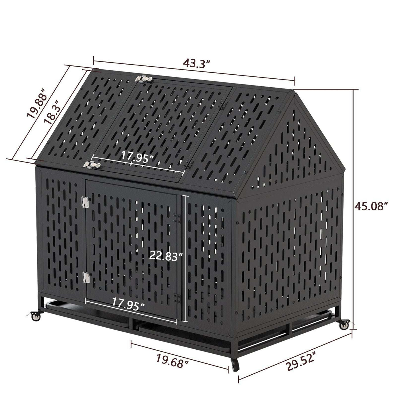 Heavy Duty Dog Crate - 45in Escape-Proof for High Anxiety