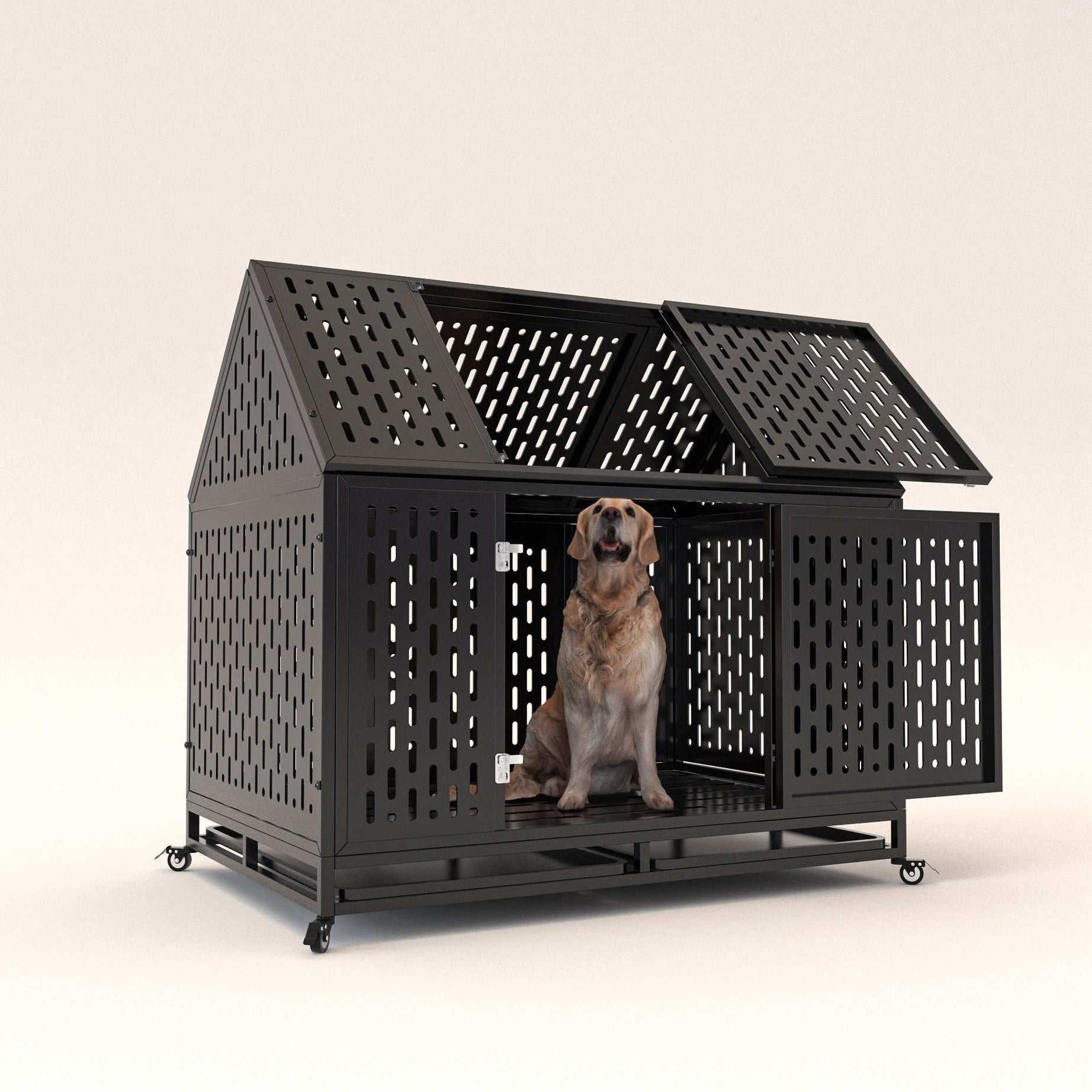 Heavy Duty Dog Crate - 45in Escape-Proof for High Anxiety