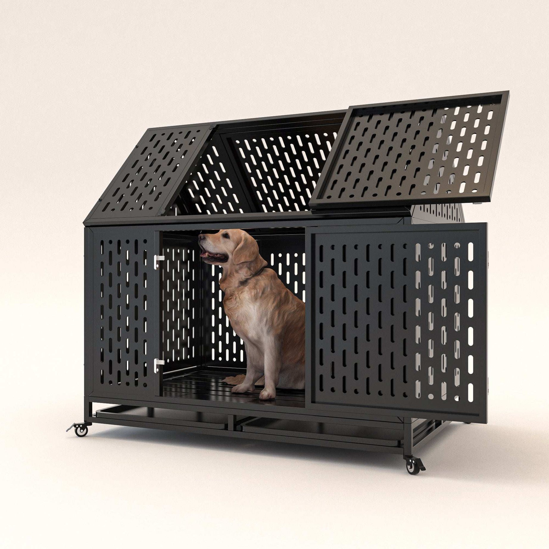 Heavy Duty Dog Crate - 45in Escape-Proof for High Anxiety
