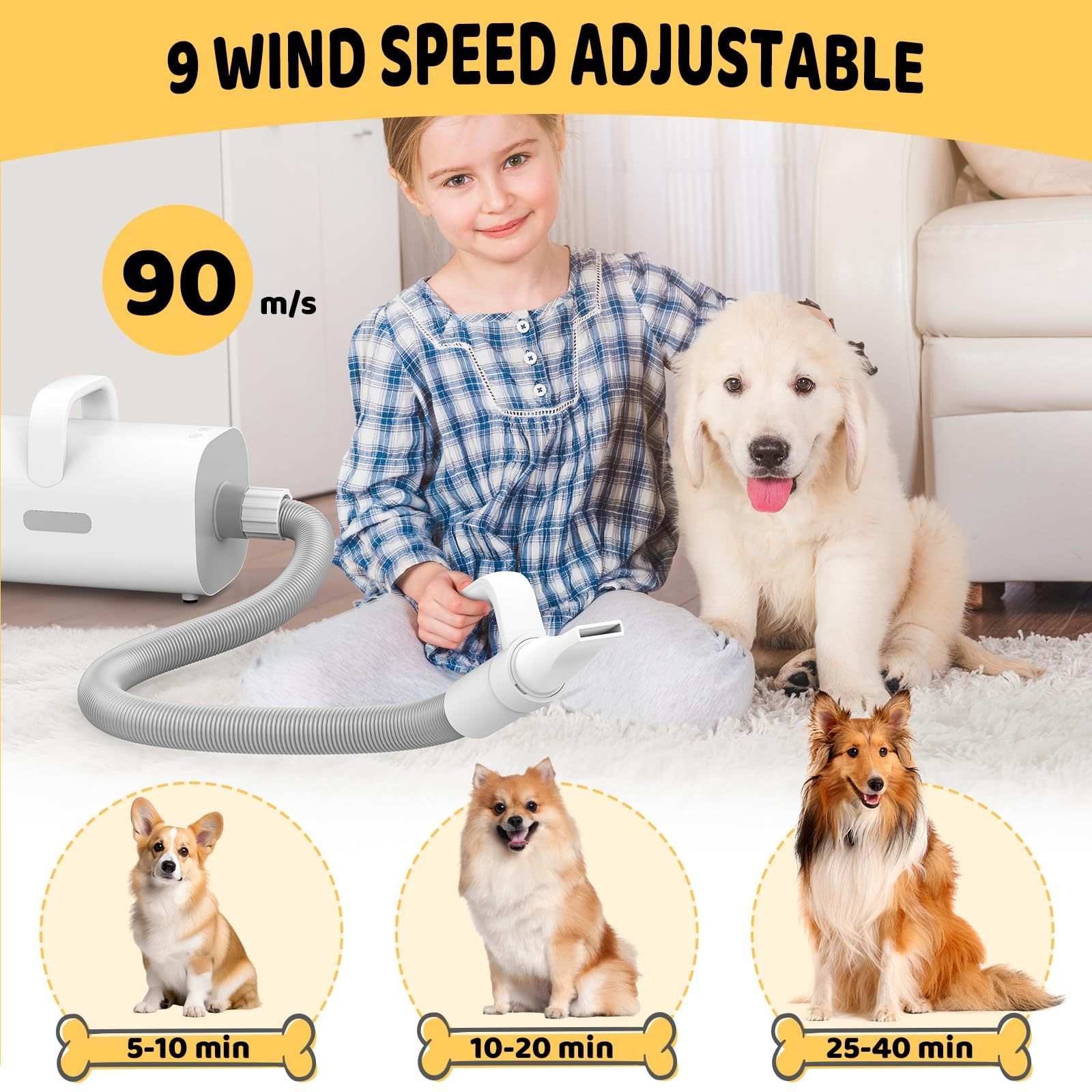 Pet Grooming Vacuum with Hair Dryer and Attachments