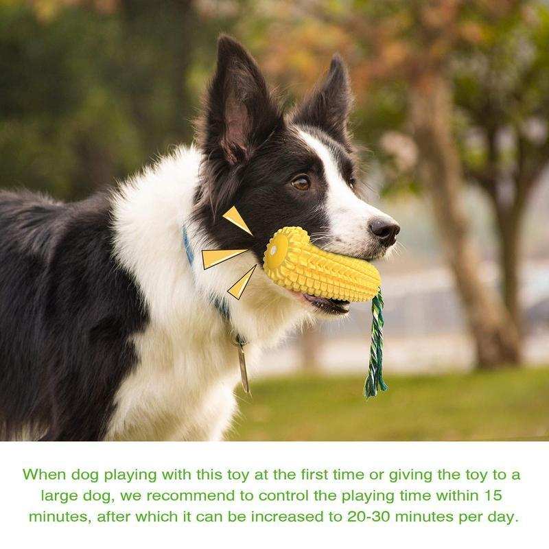 Squeaky Corn-Shaped Dog Chew Toy for Teeth Cleaning