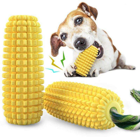 Squeaky Corn-Shaped Dog Chew Toy for Teeth Cleaning